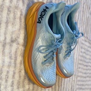 Hoka Pale Blue and Orange Cushion Running Shoes
